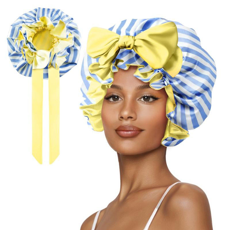 Sese Code Double Layer Silk Bonnet for Haircare - Soft & Practical Sleeping Cap with Elastic Tie Band for Curly & Natural Hair