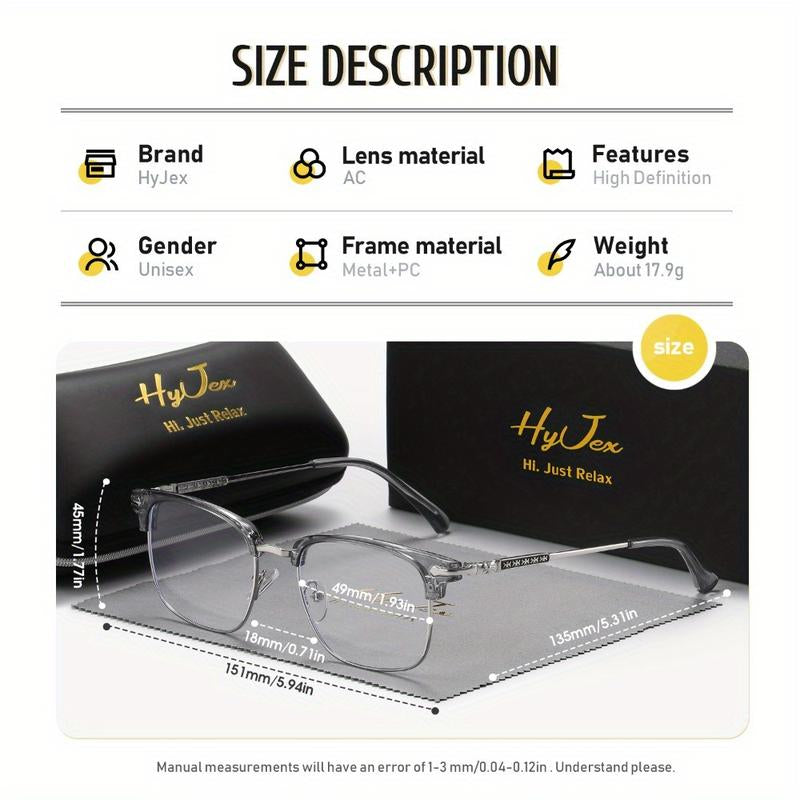 Fathers Day Gift Hyjex Unisex Style, Half-Frame Fashion Eyebrow Style, Business Glasses, Technical Large-Frame Ruffian Handsome Flat Glasses
