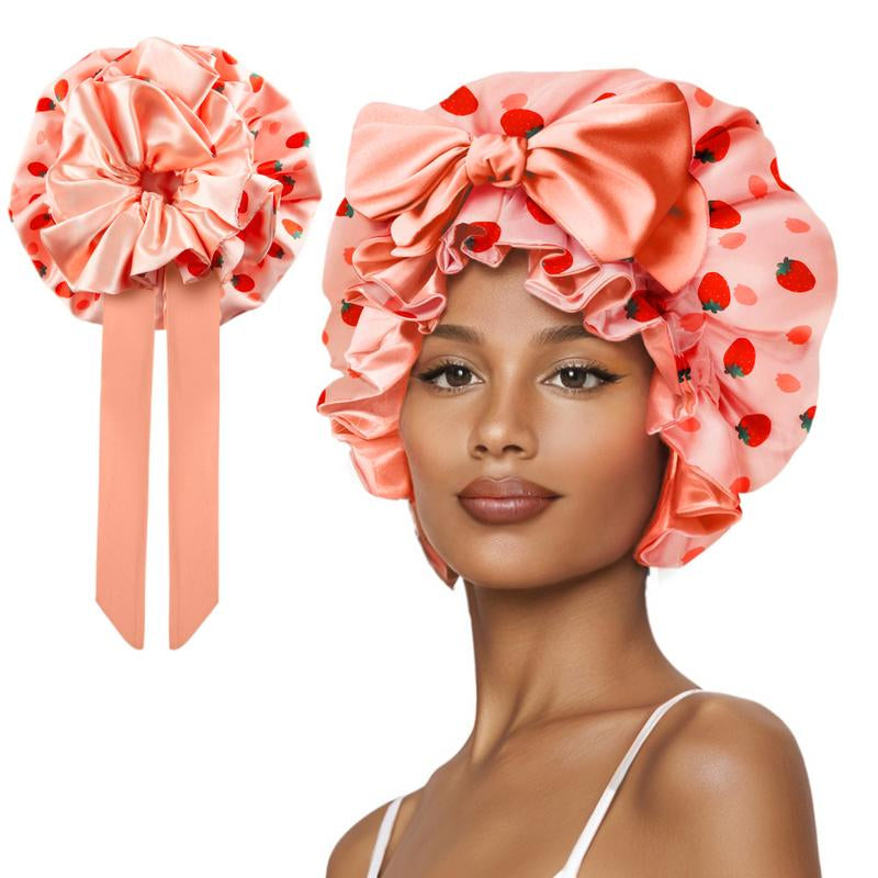 Sese Code Double Layer Silk Bonnet for Haircare - Soft & Practical Sleeping Cap with Elastic Tie Band for Curly & Natural Hair