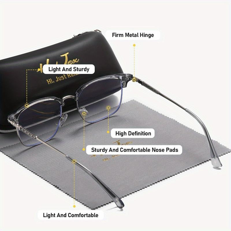 Fathers Day Gift Hyjex Unisex Style, Half-Frame Fashion Eyebrow Style, Business Glasses, Technical Large-Frame Ruffian Handsome Flat Glasses