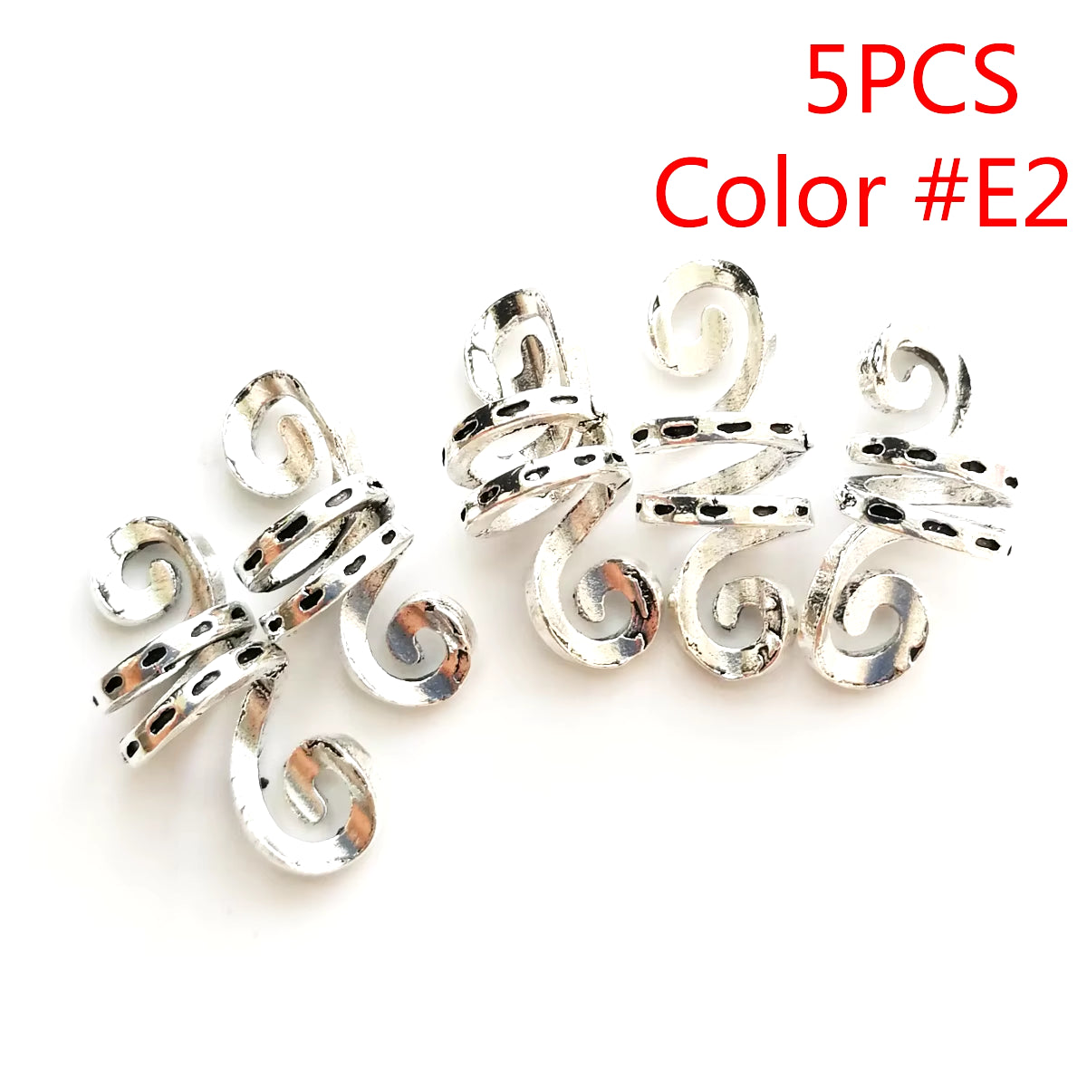Set of 5 Golden and Silver Viking Spiral Hair Tubes for Dreadlocks and Braids - Jewelry Accessories for Women