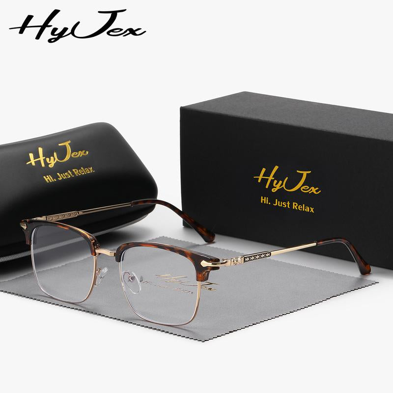 Fathers Day Gift Hyjex Unisex Style, Half-Frame Fashion Eyebrow Style, Business Glasses, Technical Large-Frame Ruffian Handsome Flat Glasses