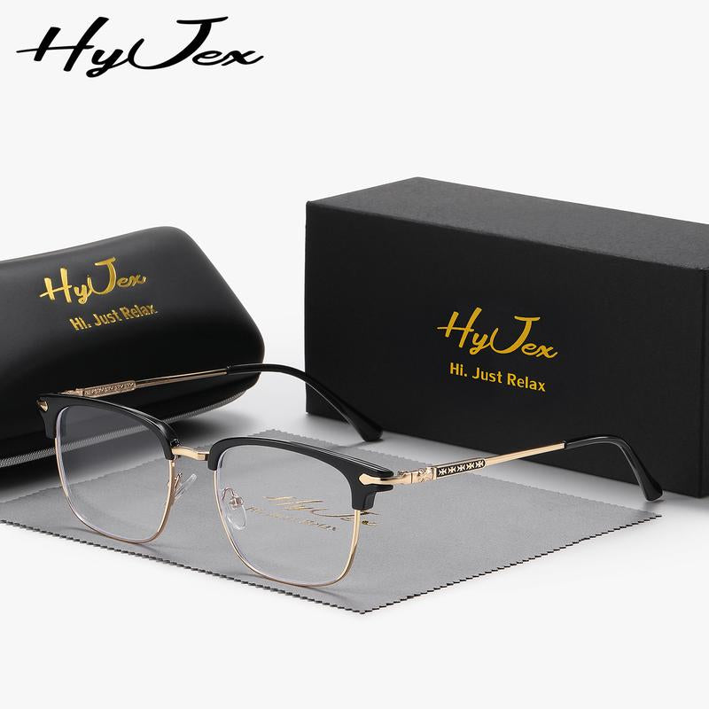 Fathers Day Gift Hyjex Unisex Style, Half-Frame Fashion Eyebrow Style, Business Glasses, Technical Large-Frame Ruffian Handsome Flat Glasses
