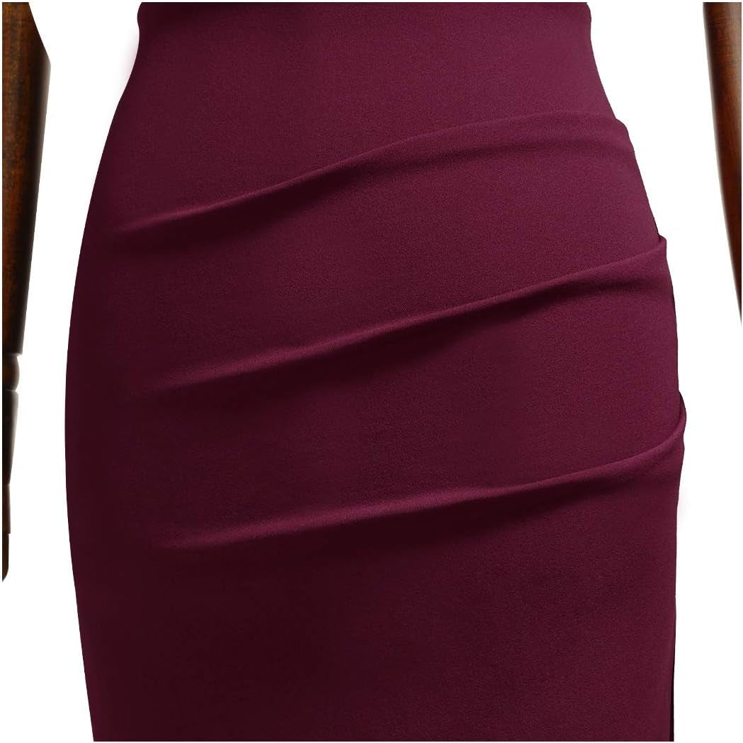 Women's Retro Ruffle Slim Fit Pencil Dress for Work