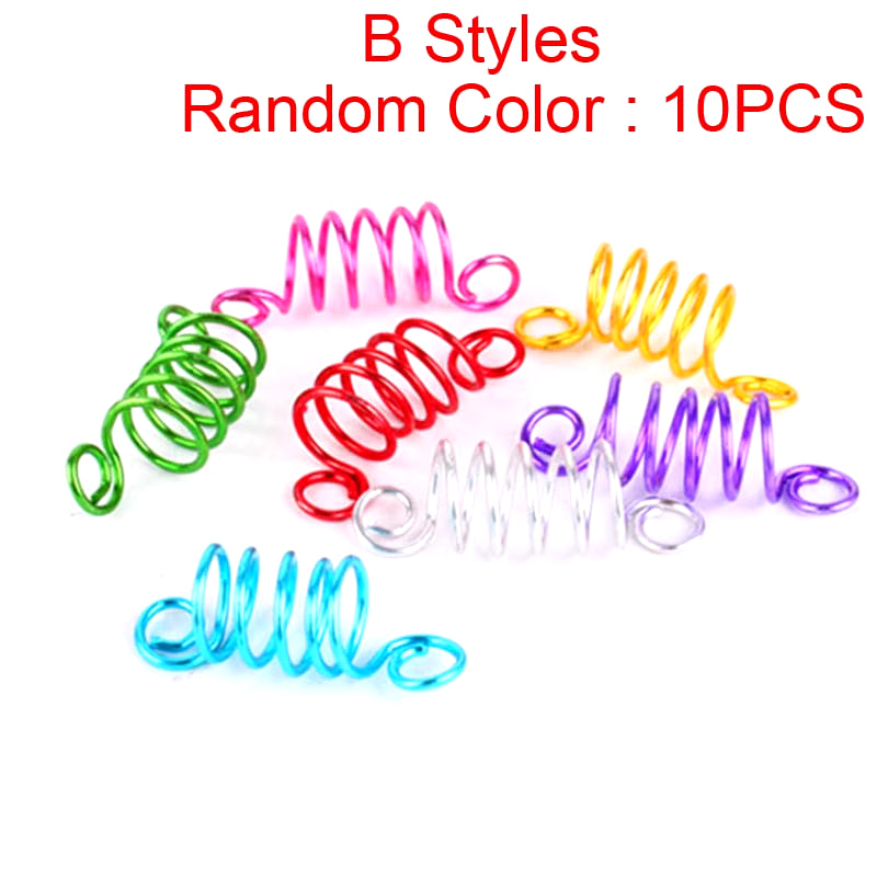 Set of 5 Golden and Silver Viking Spiral Hair Tubes for Dreadlocks and Braids - Jewelry Accessories for Women