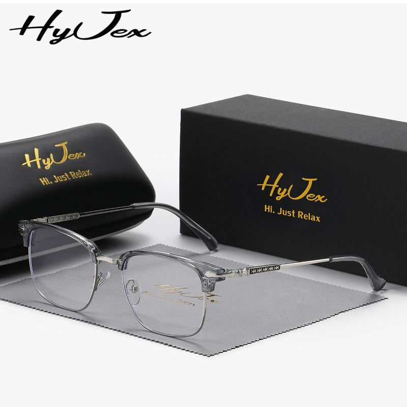 Fathers Day Gift Hyjex Unisex Style, Half-Frame Fashion Eyebrow Style, Business Glasses, Technical Large-Frame Ruffian Handsome Flat Glasses