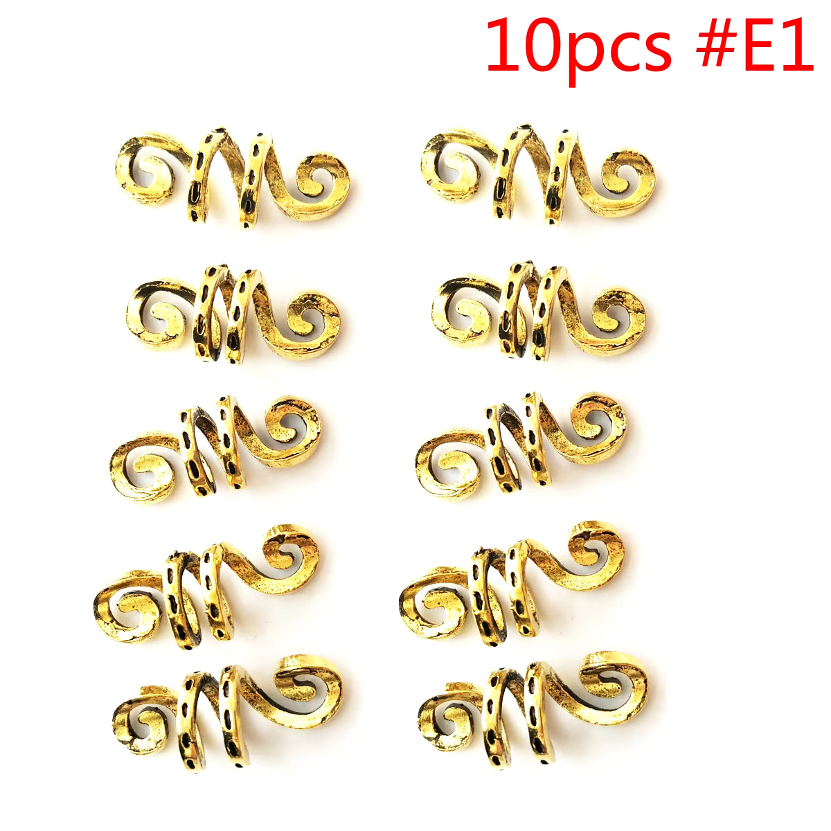 Set of 5 Golden and Silver Viking Spiral Hair Tubes for Dreadlocks and Braids - Jewelry Accessories for Women