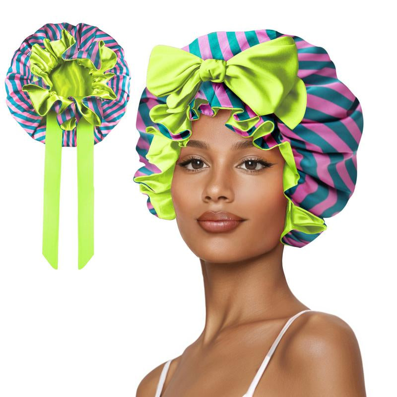 Sese Code Double Layer Silk Bonnet for Haircare - Soft & Practical Sleeping Cap with Elastic Tie Band for Curly & Natural Hair