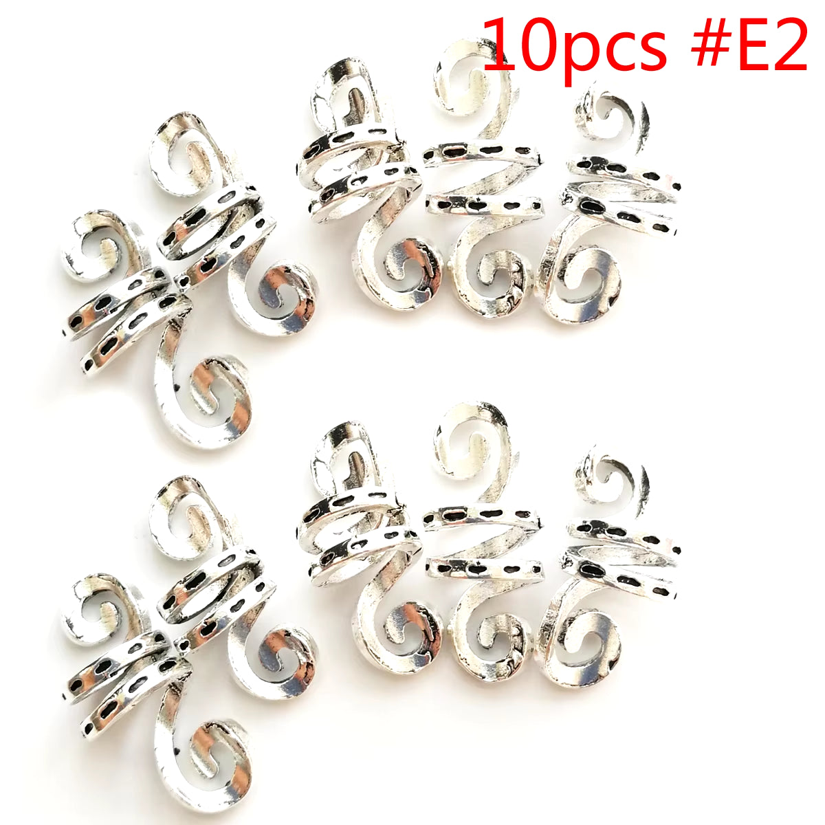 Set of 5 Golden and Silver Viking Spiral Hair Tubes for Dreadlocks and Braids - Jewelry Accessories for Women