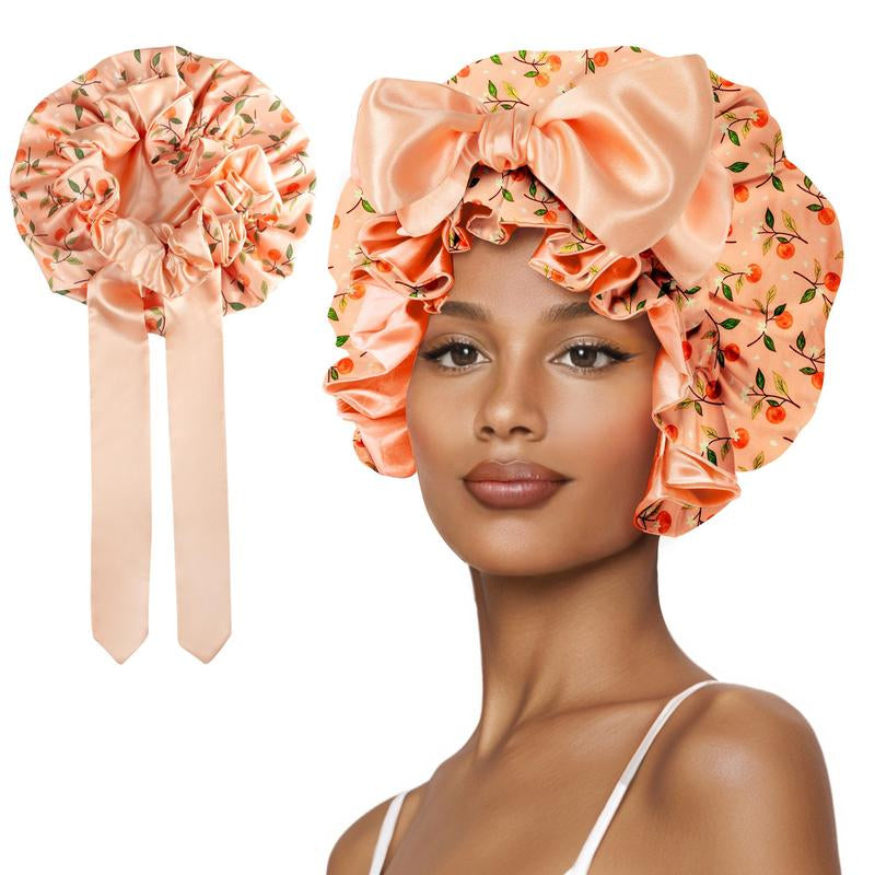 Sese Code Double Layer Silk Bonnet for Haircare - Soft & Practical Sleeping Cap with Elastic Tie Band for Curly & Natural Hair