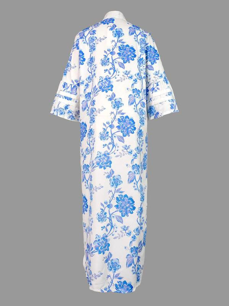 Women'S All over Floral Print Split Hem Lounge Dress, Elegant 3/4 Sleeve Long Dress for Vacation Holiday Wedding Guest, Ladies Clothes for Summer, Womenswear