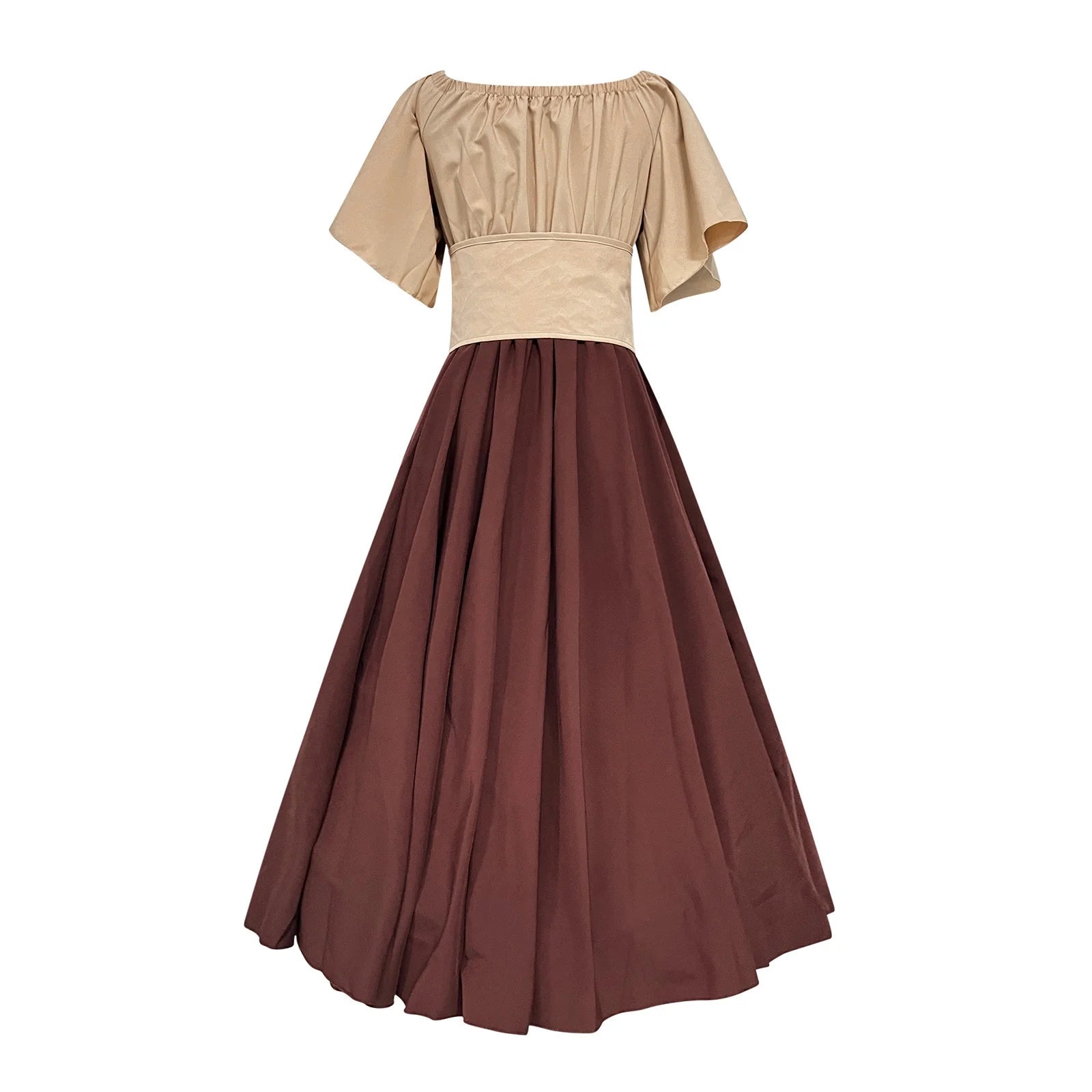 Plus Size Women's Renaissance Faire Dresses - Medieval Irish Traditional Ruffle Over Dress with Corset for Retro Cosplay Gown