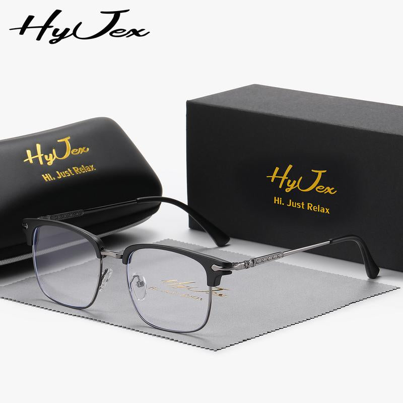 Fathers Day Gift Hyjex Unisex Style, Half-Frame Fashion Eyebrow Style, Business Glasses, Technical Large-Frame Ruffian Handsome Flat Glasses