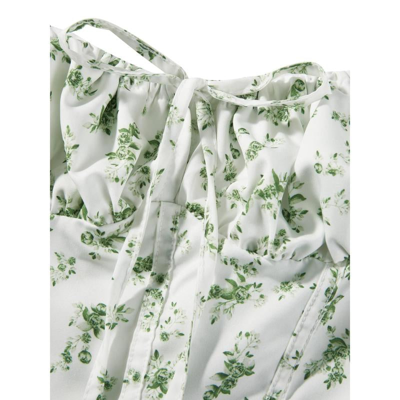 Womenswear Mini One-Piece Dresses Floral Printed Low Cut Lace up Sleeveless Cami Dresses Summer Backless Party Dresses, Lightweight Suitable for Women'S Beach Vacation, Capri Sunshine Dresses, Women'S, Birthday Dresses French Style, Polyester Springtok